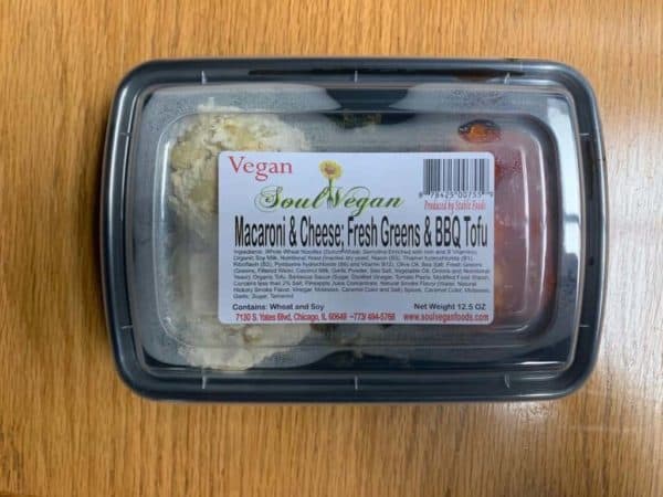 Packaged Macaroni & Cheese; Fresh Greens & BBQ Tofu